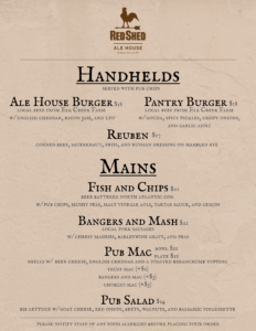 Food, Red Shed Brewing